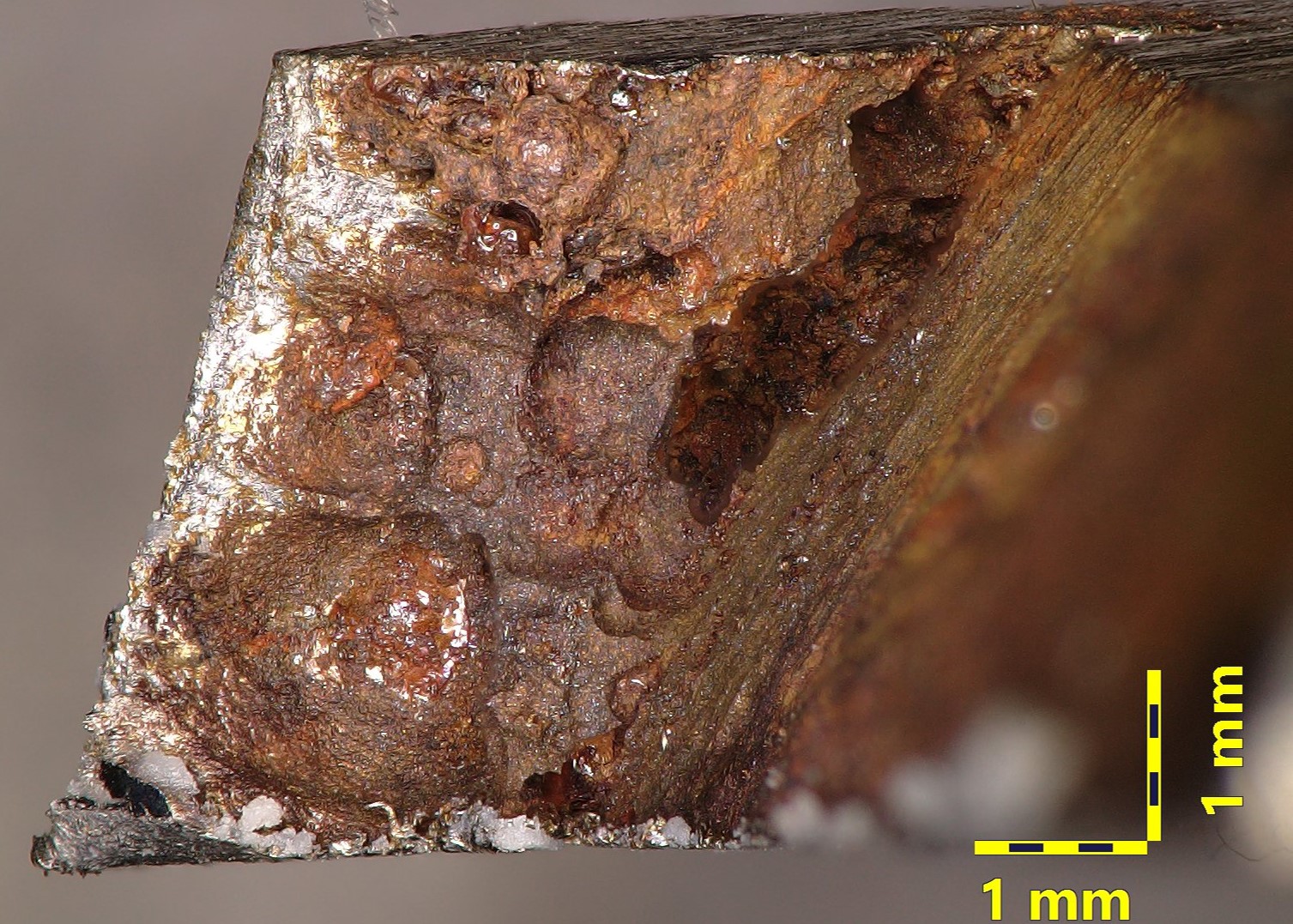MIC corrosion on a carbon steel pipe spool elbow from an oil platform