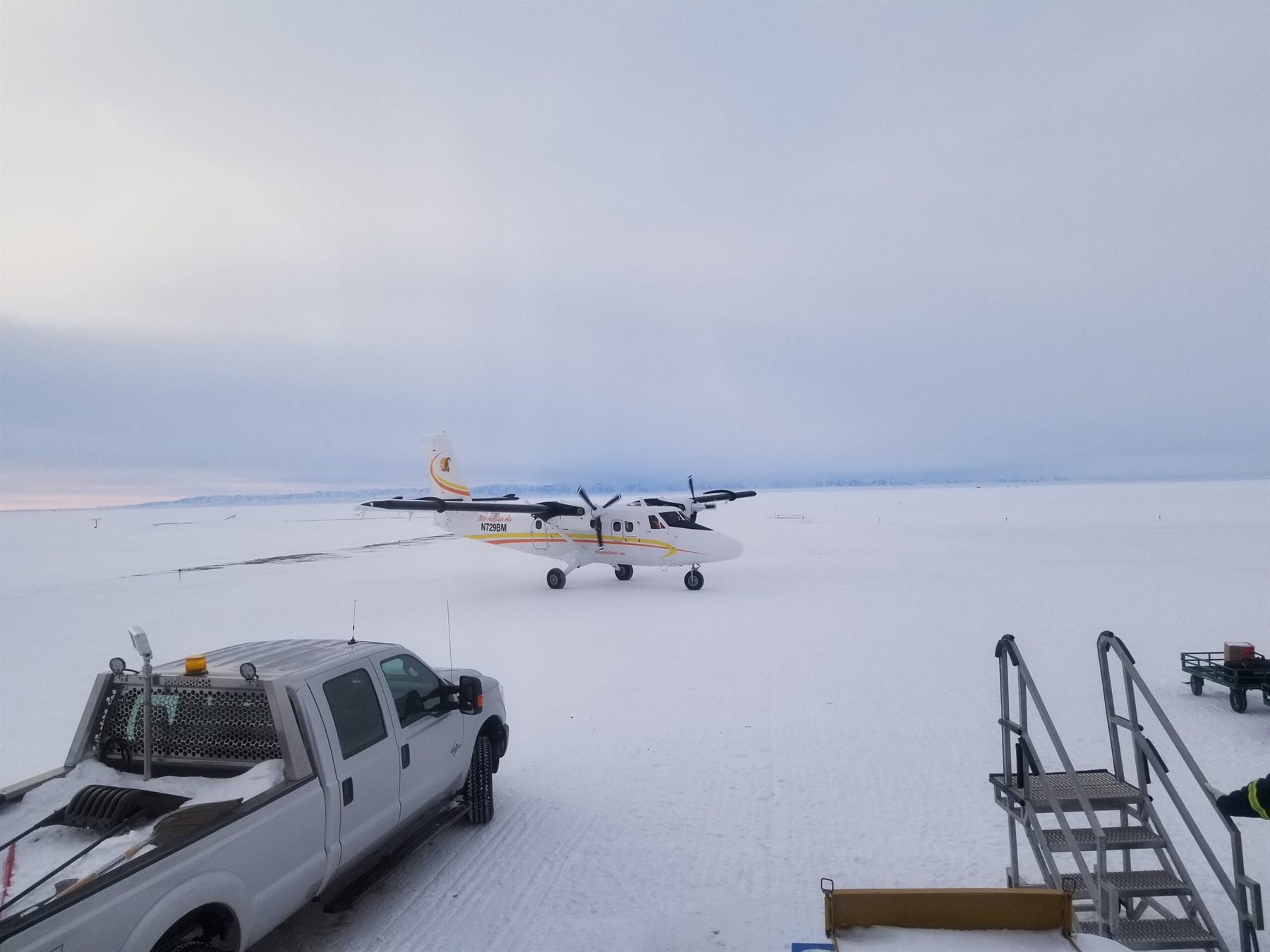 Aircraft on an ice runway during an arctic field service deployment